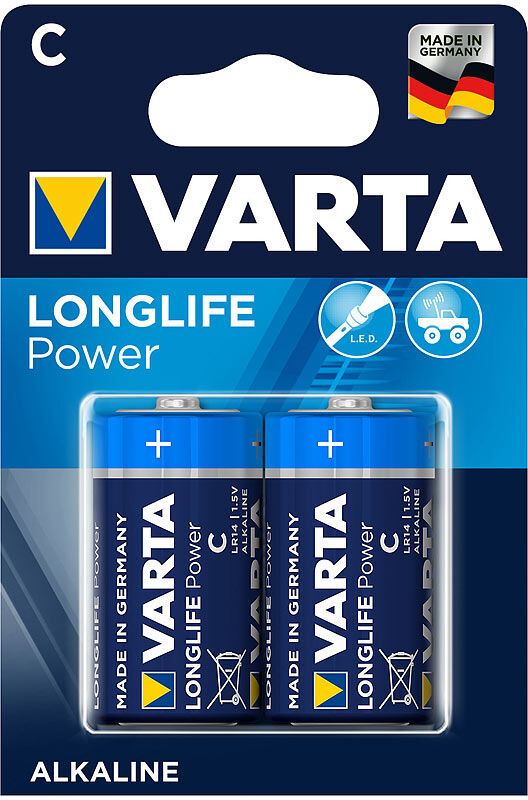 Varta Longlife Power Alkaline-Batterie, Typ Baby / C / LR14, 1,5 V, 2er-Set