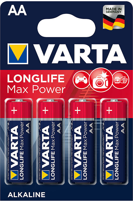 Varta Longlife Max Power Batterie, Typ AA / Mignon / LR6, 1,5 V, 4er-Set