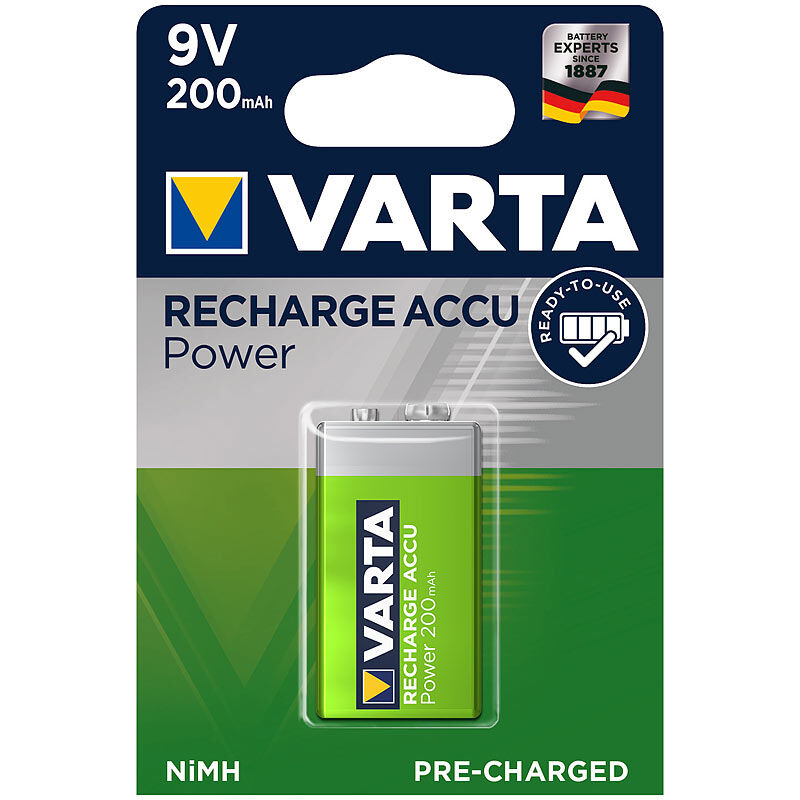 Varta Accu Power NiMH-Akku, Typ 9V / E-Block / HR22, 9 Volt, 200mAh