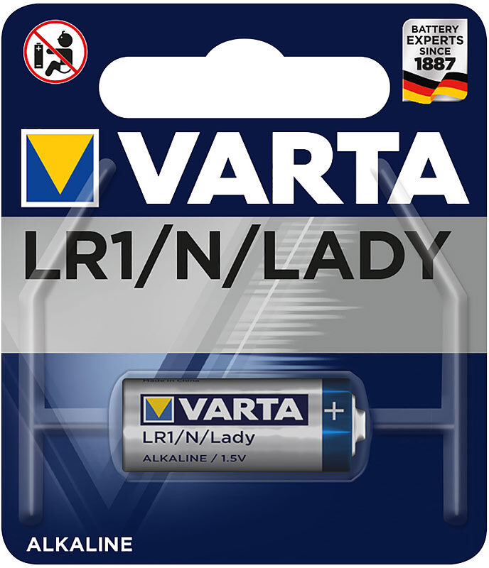 Varta Electronics Alkaline-Batterie, Typ LR1 / N / Lady, 850 mAh, 1,5 Volt