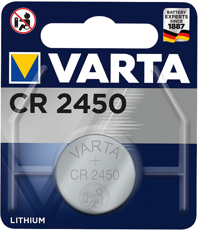 Varta Electronics Lithium-Knopfzelle, CR2450, 570 mAh, 3 Volt