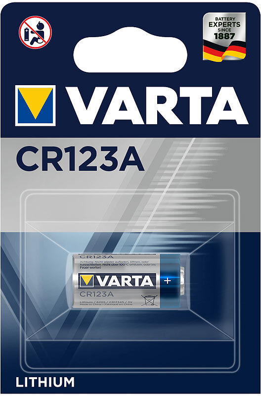 Varta Photo Lithium-Batterie, CR123A, 1.430 mAh, 3 Volt