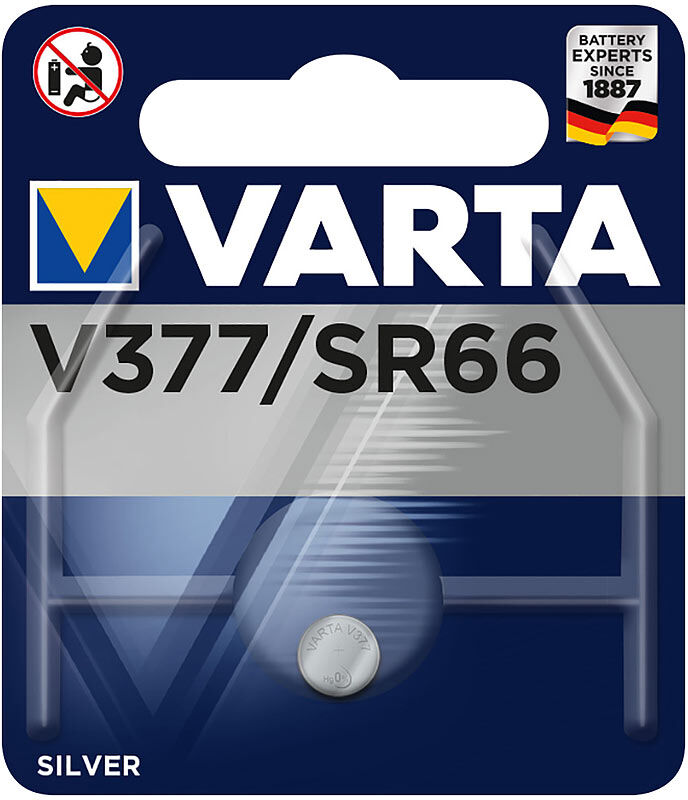 Varta Electronics SilverOxide-Knopfzelle, Typ 377 / SR66, 21 mAh, 1,55 Volt