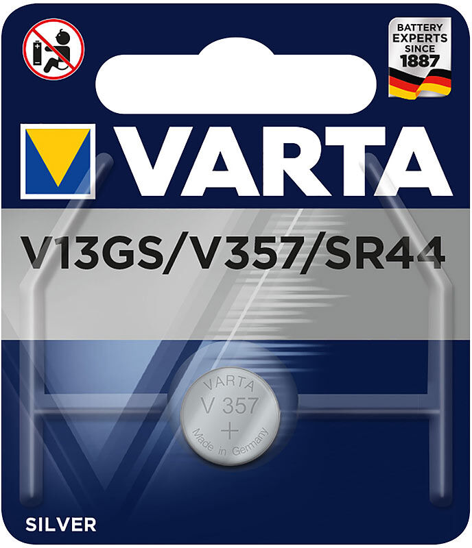 Varta Electronics SilverOxide-Knopfzelle, Typ 357 / SR44, 143 mAh, 1,55 Volt