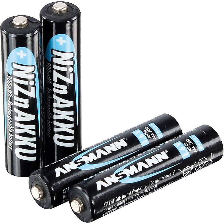 Ansmann 4er-Set Nickel-Zink-Akkus AAA Micro, 550 mAh / 900 mWh, 1,6 Volt