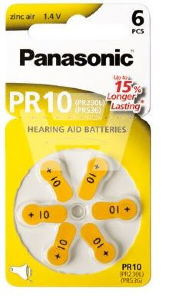 Panasonic PR 10 Hörgerätezellen Zinc Air 6er Rad