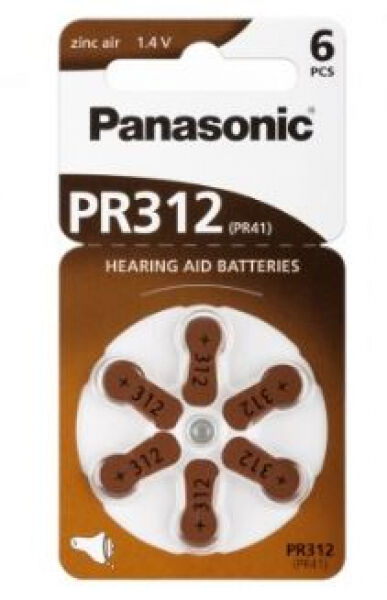 Panasonic PR 312 Hörgerätezellen Zinc Air 6er Rad