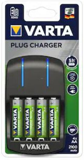 Varta Ladegerät Plug Charger + 4x AA 2100mAh