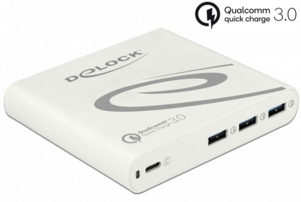 Delock 41432 - USB Ladegerät 1 x USB Type-C PD 85 W + 3 x USB Typ-A Qualcomm Quick Charge 3.0