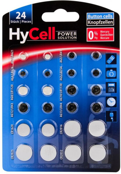 HyCell Alkaline Knopfzellen 24er-Set Batterie