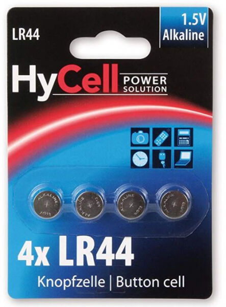 HyCell Alkaline Knopfzellen LR44 / LR1154 / AG13 Batterie - 4er Pack