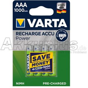 Varta - AAA (Micro)/HR03 (5703) - LSD-NiMH Akku (Ready-to-Use) - 1,2 Volt 1000mAh Ni-MH - 4er Blister