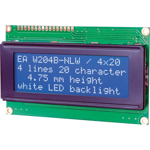 DISPLAY VISIONS LCD 204B BL - LCD-Modul, 4x20, H:4,8mm, bl/ws, m.Bel.