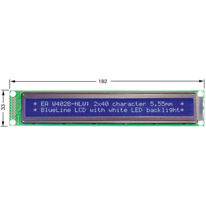 DISPLAY VISIONS LCD 402A BL - LCD-Modul, 2x40, H:5,6mm, bl/ws, m.Bel.
