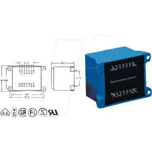 BLOCK TRANSFORMATOREN EI 60/25,5 212 - Printtrafo, 25 VA, 2x 12 V, RM 32,5 mm