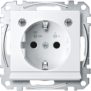 Merten EL SM 23040319 - System M, Nachtlicht-Steckdose, CEE 7/3 - Typ F, polarweiß, glän