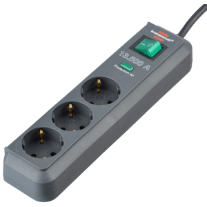 Brennenstuhl EL 3-FACH BS-SW - Eco-Line, Steckdosenleiste 3-fach mit Überspannungsschutz