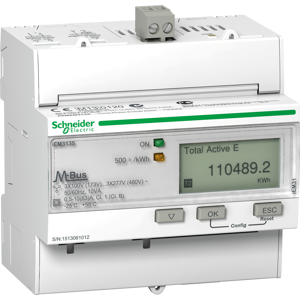 Schneider Electric A9MEM3135 - Energiezähler, 3-phasig, 63A, erweiterte Messfunktion, M-Bus, 1E