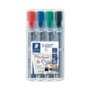 Flipchartmarker Lumocolor, 2-5mm, Keilspitze, 4er Box