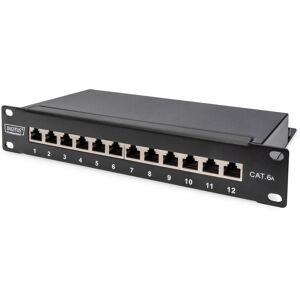 Patchpanel, Cat. 6A, 10, geschirmt 12-Port, 1HE, schwarz - Digitus