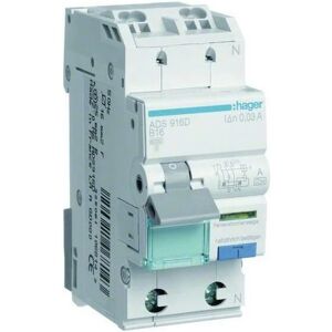 Hager - FI/LS-Schutzschalter 1p+N B16 0,03A 240V a 6kA 2TE ADS916D