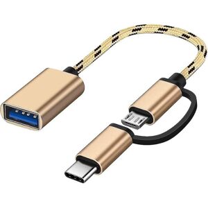 ETING Gold-USB-C/Micro-USB-zu-USB-Adapter, Micro-USB/USB-C-zu-USB-3.0-Konverter, Otg-Adapterkabel, kompatibel mit MacBooks, Android-Telefonen usw.