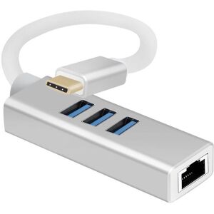 Hub, usb 3.1 Type-C™St./3x usb 3.0+RJ45 Gigabit Ethernet, premium, silber (288390) - Helos