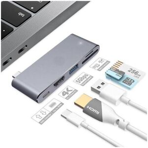 TRADE SHOP TRAESIO Konverter hub 5IN1 typ-c micro sd karten USB3.0 hdmi 4K sd adapter TPC-9826