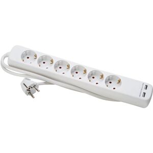 Kopp - Steckdosenleiste 6-fach mit 2x USB-Port arktis-weiß