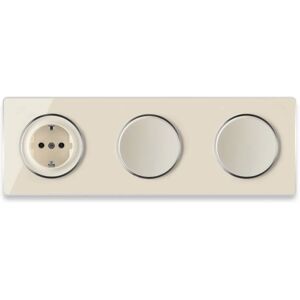 WARMON Schuko-Steckdose + 2x Lichtschalter einfach + Glas-Abdeckrahmen 3fach waagerecht - beige