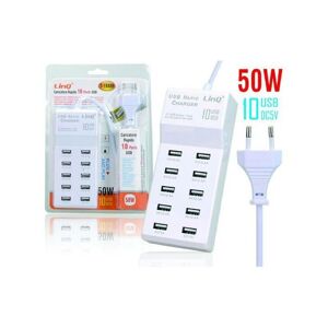 TRADE SHOP TRAESIO Schnellladegerät mit mehreren steckdosen 50 watt 10 port usb DC5V T-10A08 für smartphones