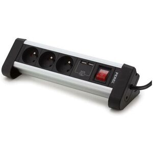 Perel 3-FACH tisch-steckdosenleiste mit 2 usb-ports - 2.4 a - stecker-typ e (französisches system)