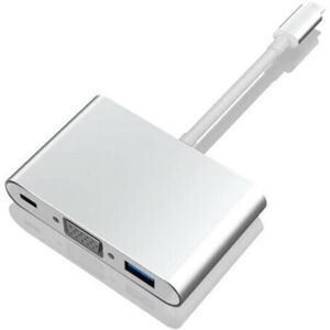 TRADE SHOP TRAESIO Multi-Port Adapter 3 In 1 Hub Konverter Typ C Zu Vga Typ C Usb 3.0 Lz-03h