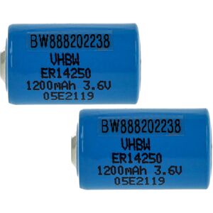 2x ER14250 Rundzellenbatterien Ersatz für ER3, 6ES5-980-0MA11, 742-0011, 922-1262 - Spezialbatterien (1200mAh, 3,6V, Li-SOCl2) - Vhbw