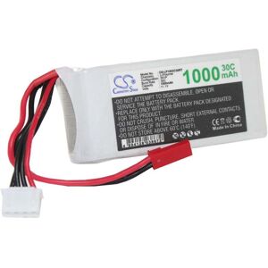 vhbw Akku kompatibel mit JST-SYP-2P Stecker für Modellbau (1000mAh, 11,1V, Li-Polymer, 72 x 31 x 23 mm)