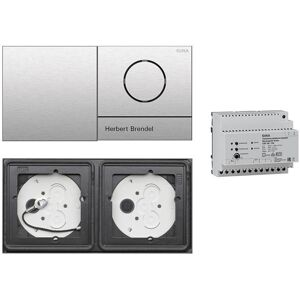 Gira 106 System 2-fach Gegensprechanlagen Set Edelstahl V4A mit Sprachmodul mit 1 RT Edelstahl und Blindmodul + Audio-Steuergerät mit Gravur