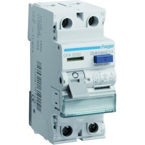 Hager - Fi-Schutzschalter A 2p 230v 25a 0,3a 2te Reg Din-Schiene(Reg) 1,5ka 0,25ka/stoß