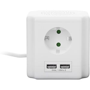 AccuCell 4-fach Steckdosenwürfel mit Schalter, 2 USB Ports und Kindersicherung