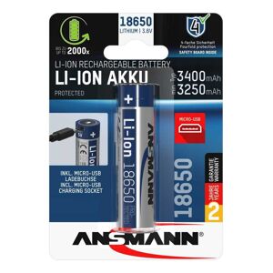 Ansmann Li-Ion 18650 3,6V 3400mAh mit Micro-USB Ladebuchse mit Schutzbeschaltung