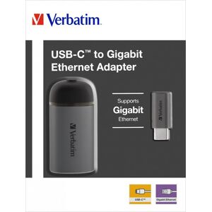 Verbatim Adapter, USB 3.1-C/RJ45 Gigabit, silber Kabel 10cm, Retail-Blister