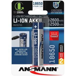 Ansmann Li-Ion 18650 3,6V 2600mAh mit Micro-USB Ladebuchse mit Schutzbeschaltung