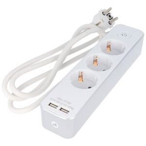 Goobay 3-fach Steckdosenleiste mit Schalter und 2 USB Ports, zum Anschluss von bis zu drei Elektrogeräten und zwei USB-Geräten, mit Kindersicherung, Kabellänge 1,5m