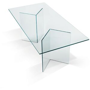 Tonelli design bacco rechteckige tischstruktur und sockel aus transparentem glas