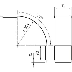 OBO Bettermann Vertr Deckel f.Vertikalbogen 90Grad B100mm DBV 60 100 F FS - 7130852