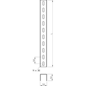 OBO Bettermann Vertr U-Stiel 50x50x1000mm US 5 100 FT - 6340962