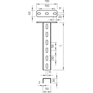 OBO Bettermann Vertr U-Stiel m.Kopfplatte 700mm US 3 K 70 FT - 6342362