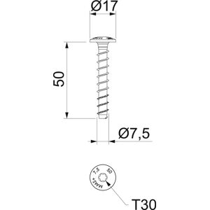 OBO Bettermann Vertr Brandschutz-Schraubanker Panhead, Antrieb T30 MMS-plus 7.5X50 - 3498261