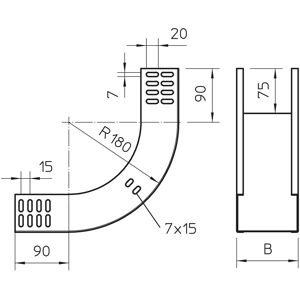 OBO Bettermann Vertr Vertikalbogen 90Grad 60x200mm RBV 620 S FS - 7007013