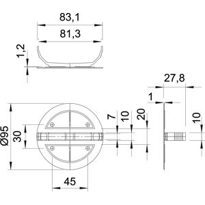 OBO Bettermann Vertr Federdeckel up. D95mm, PS, weiß UV 80 FD - 2004634