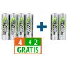 4 + 2 GRATIS: 4 ANSMANN Akkus Photo Mignon AA 2.400 mAh + GRATIS 2 St.